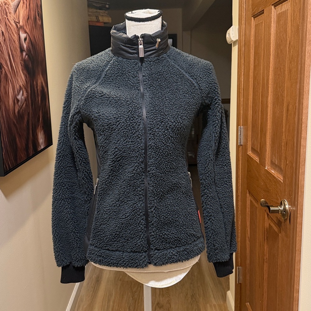Hunter Original XS Fleece Teddy Jacket Dark Green Sherpa Packable Hood